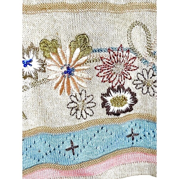 Alfred Dunner Women's Sweater Embroidered Cottage Floral Granny Petite Large‎ - Picture 6 of 12